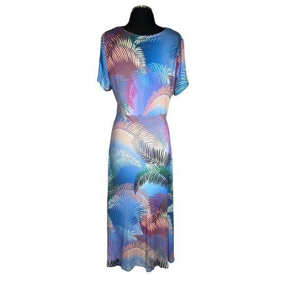 Soft Surroundings Anya Ombre Palms Maxi Dress Jersey Knit Size M Tropical Palms - Picture 7 of 12